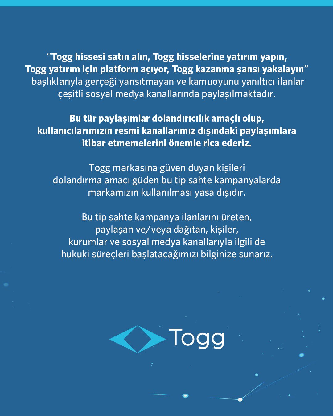 Karanlık şahısların “TOGG hissesi