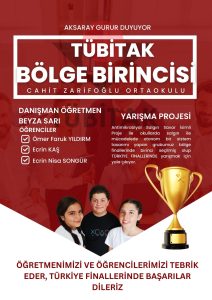 TUBİTAK Birincisi Aksaray’dan