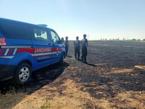 Aksaray’da Jandarma, anız yakan şahsa adli işlem başlattı