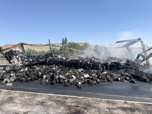 Kayseri’de iplik yüklü tırda çıkan yangın hasara yol açtı