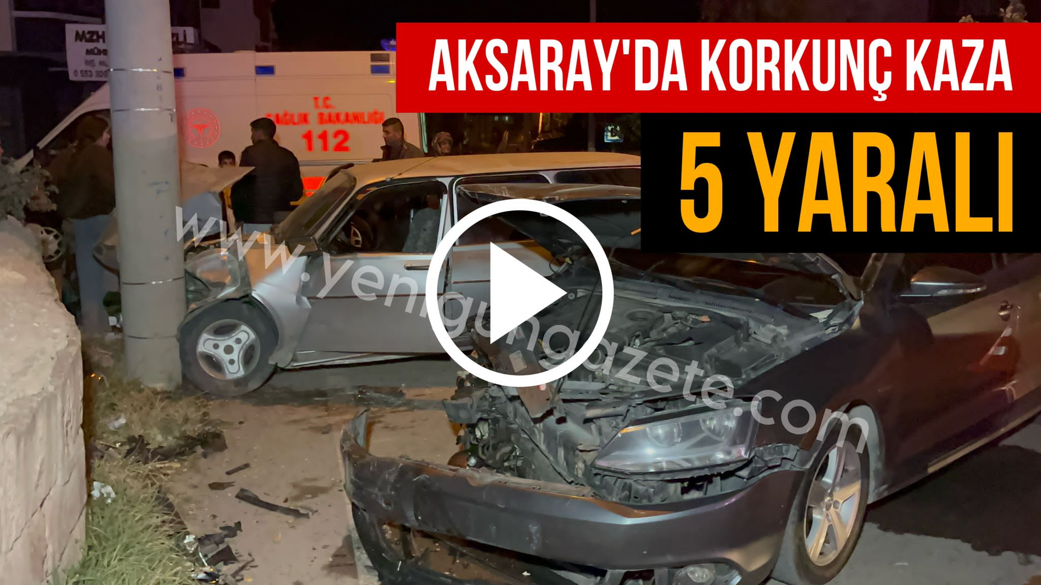 Aksaray’da iki otomobil kavşakta