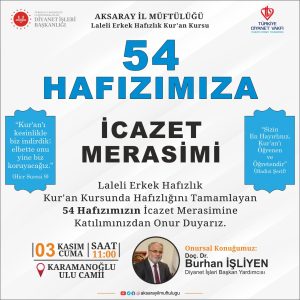 54 hafızın icazet töreni yapılacak!