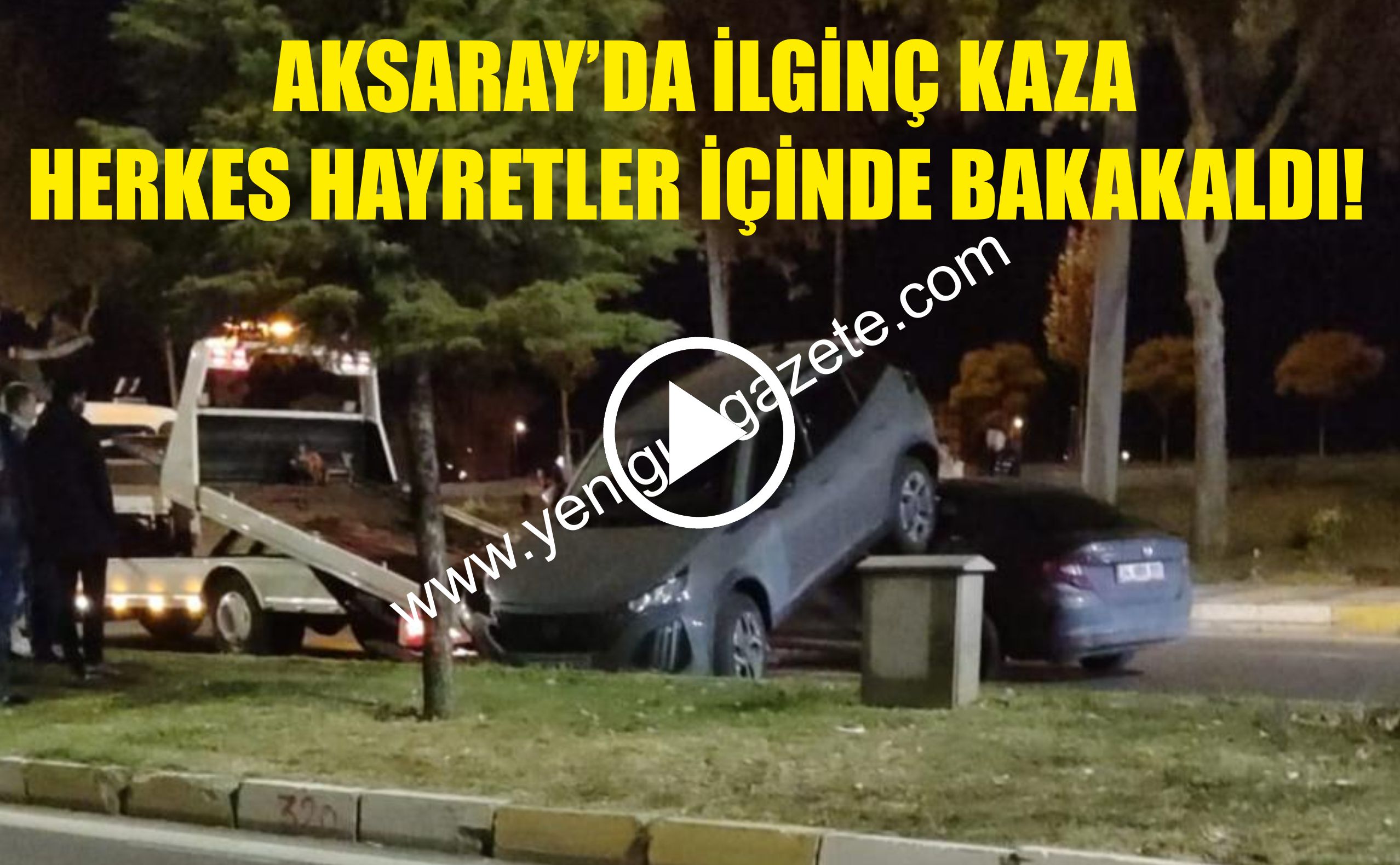 Aksaray’da ilginç kaza; Cip