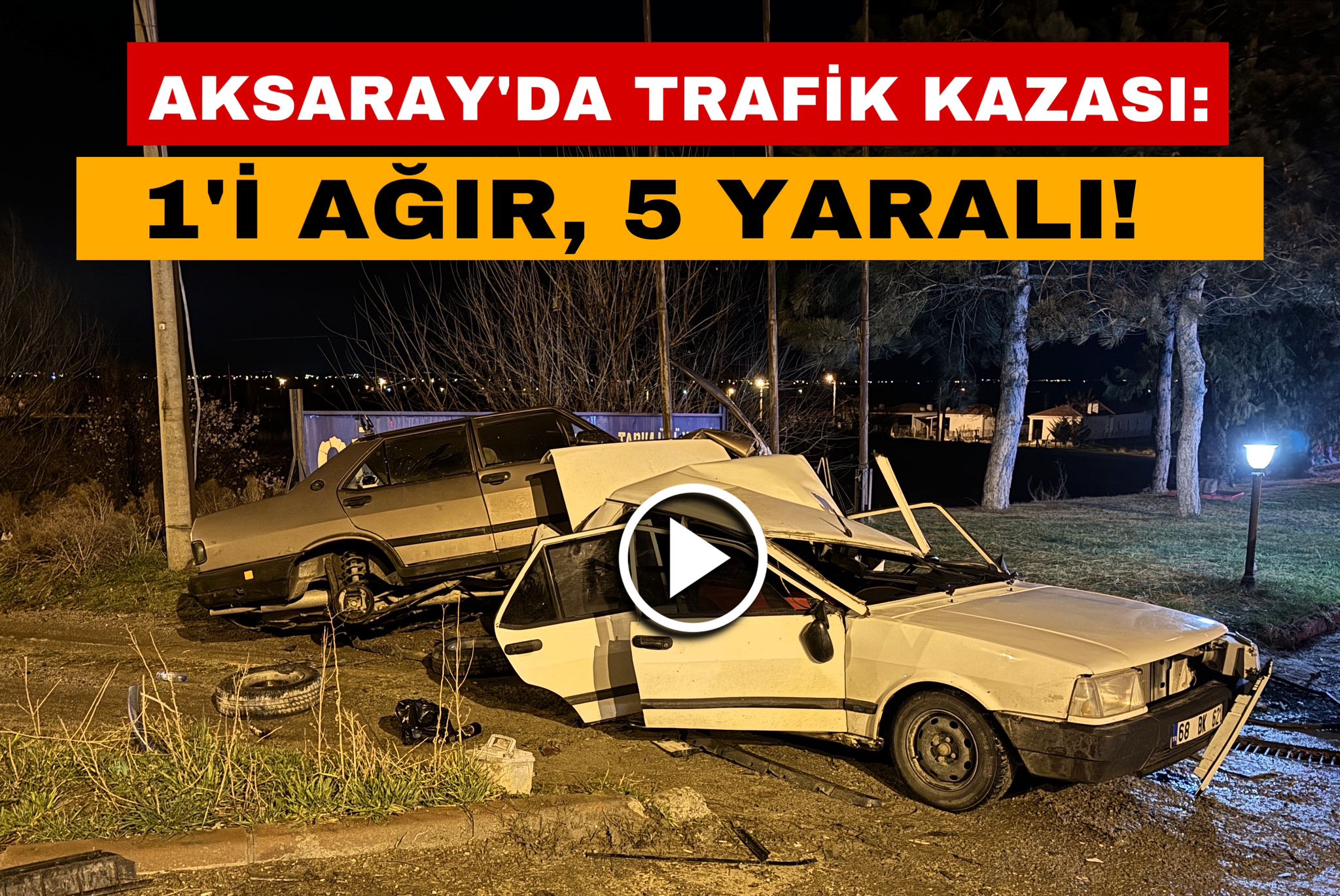 Aksaray’da iki otomobilin çarpıştığı