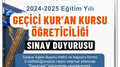 Aksaray İl Müftülüğü, Geçici Kur'an Kursu öğreticiliği için sınav duyurusu