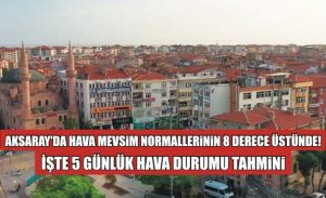 Aksaray’da hava mevsim normallerinin 8 derece üstünde! İşte 5 günlük hava durumu tahmini