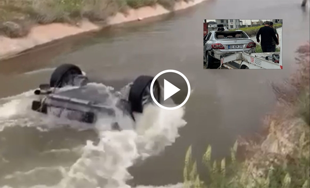 Aksaray’da Korku Dolu Anlar: Otomobil Kanala Uçtu Polis Memuru Son Anda Boğulmaktan Kurtuldu!