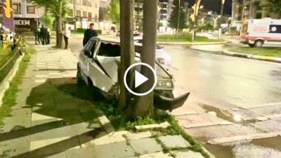 Küçük Bölcek Mahallesi'nde meydana gelen trafik kazasında, sürücüsünün kontrolünü kaybettiği
