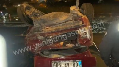 Aksaray’da Dehşet Anları: İki Araç Takla Attı, 2 Kişi Ağır