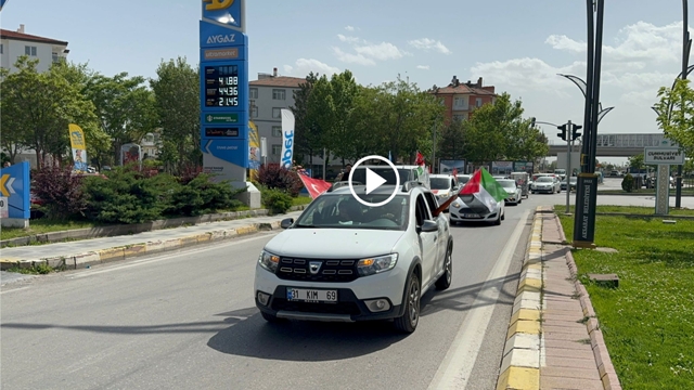 Aksaray’da Gazze için yüzlerce araçlık dev konvoy şehir merkezine aktı!