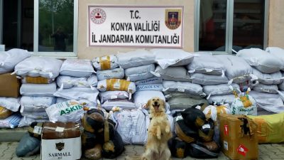 Konya’nın Akşehir ilçesinde düzenlenen kaçakçılık operasyonunda 1,9 ton kaçak tütün