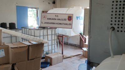 Ankara’nın Çubuk ilçesinde, 5 bin 760 litre etil alkol ele