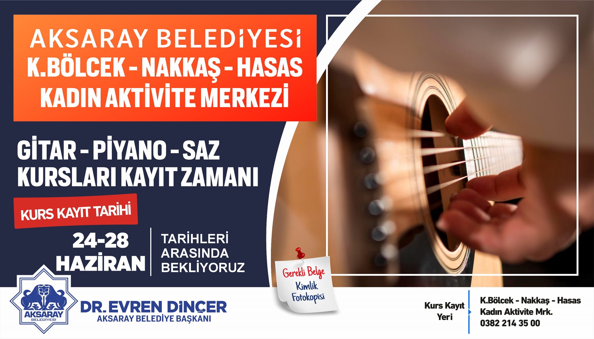 Aksaray Belediyesi’nden müjde; Gitar, piyano ve saz kursu kayıtları alınmaya başlandı