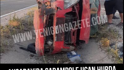 Aksaray-Nevşehir yolunda şarampole yuvarlanan araçta 2 yaralı!