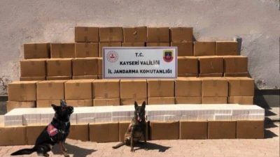 Kayseri’de jandarma ekiplerince 61 bin 500 paket gümrük kaçağı sigara