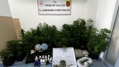 Kırşehir İl Jandarma Komutanlığı ekiplerince yapılan operasyonda ikametinde uyuşturucu ürettiği