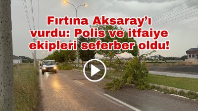 Aksaray'da akşam saatlerinde etkili olan şiddetli fırtına, ağaçları devirdi, elektrik