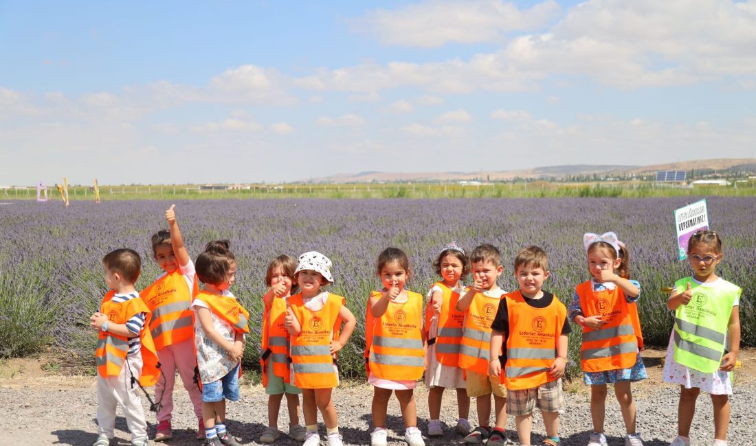 Aksaray’da çocuklar lavanta bahçesini