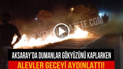 Aksaray’da TOKİ bölgesinde akşam saatlerinde meydana gelen ot yangını, çevredeki