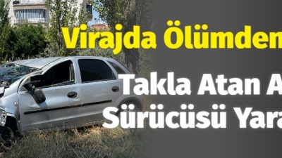 Aksaray Tacin Mahallesi’nde virajı alamayan araç, yol kenarındaki boş araziye