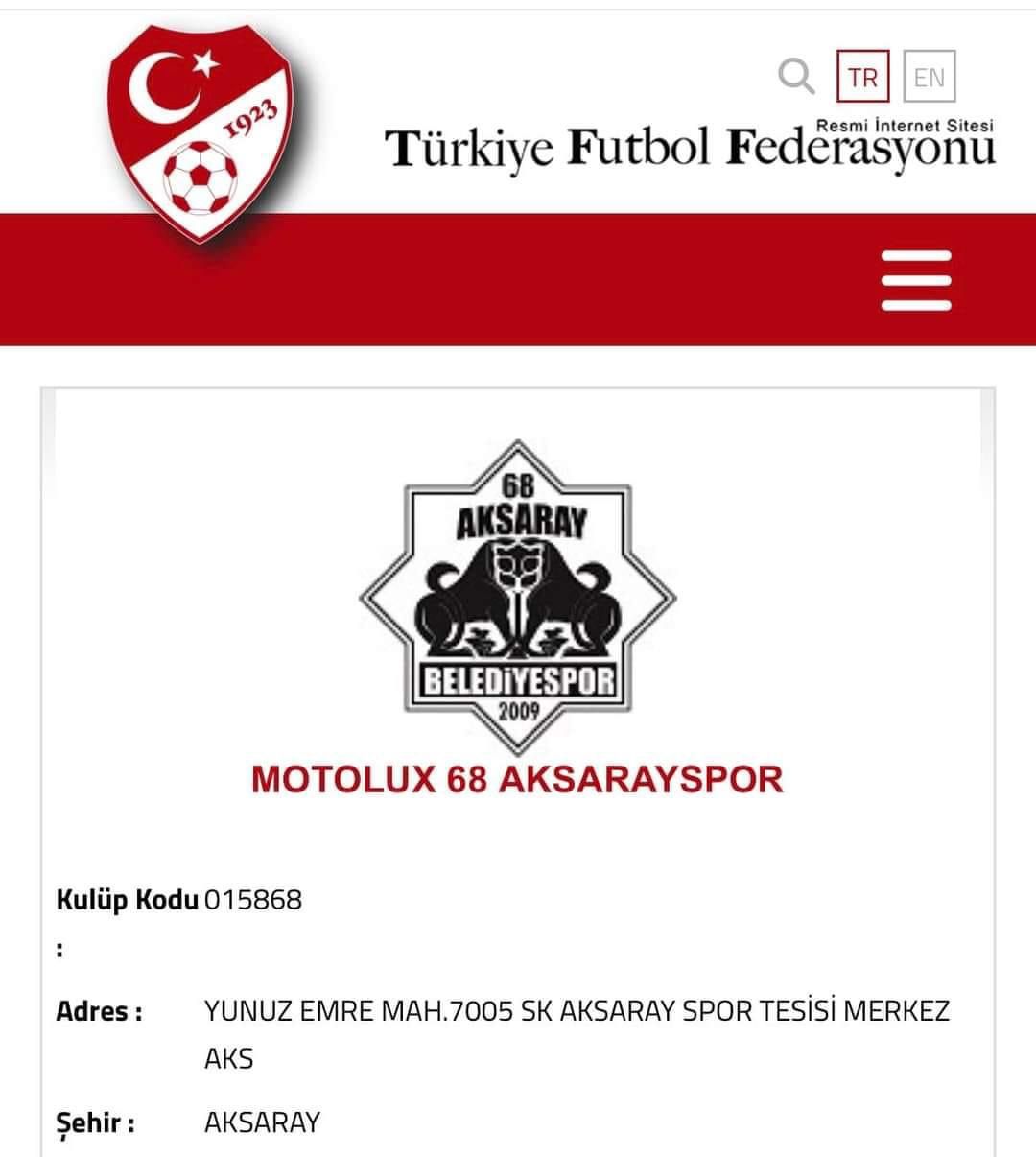 “Motolux 68 Aksarayspor” ismi tescillendi