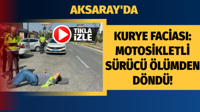 Aksaray Ebulfeyz Elçibey Caddesinde seyir halinde olan motosikletli kurye, direksiyon