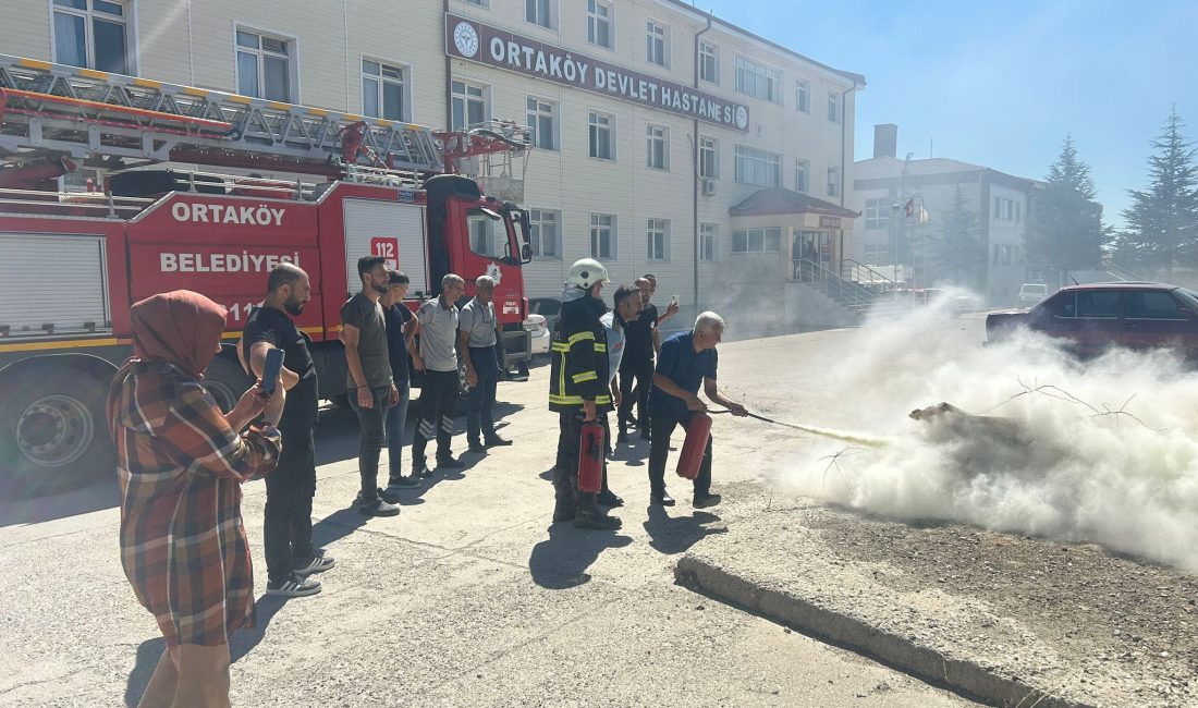 Ortaköy’de yangın tatbikatı; hastane