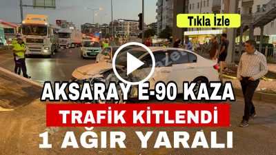 Aksaray E-90 Karayolu’nda kontrolden çıkan otomobil iki araca çarparak durabildi.