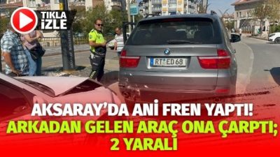 Aksaray'da elektrikli bisiklete çarpmamak için frene basan sürücünün aracına, arkadan