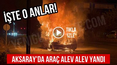 Aksaray’da Seyir halindeki bir otomobil Aksaray-Nevşehir yolu üzerinde alev aldı.