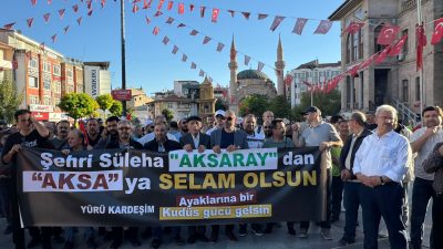Aksaray’da, sivil toplum kuruluşları Gazze’deki soykırıma dikkat çekmek ve Filistin’e