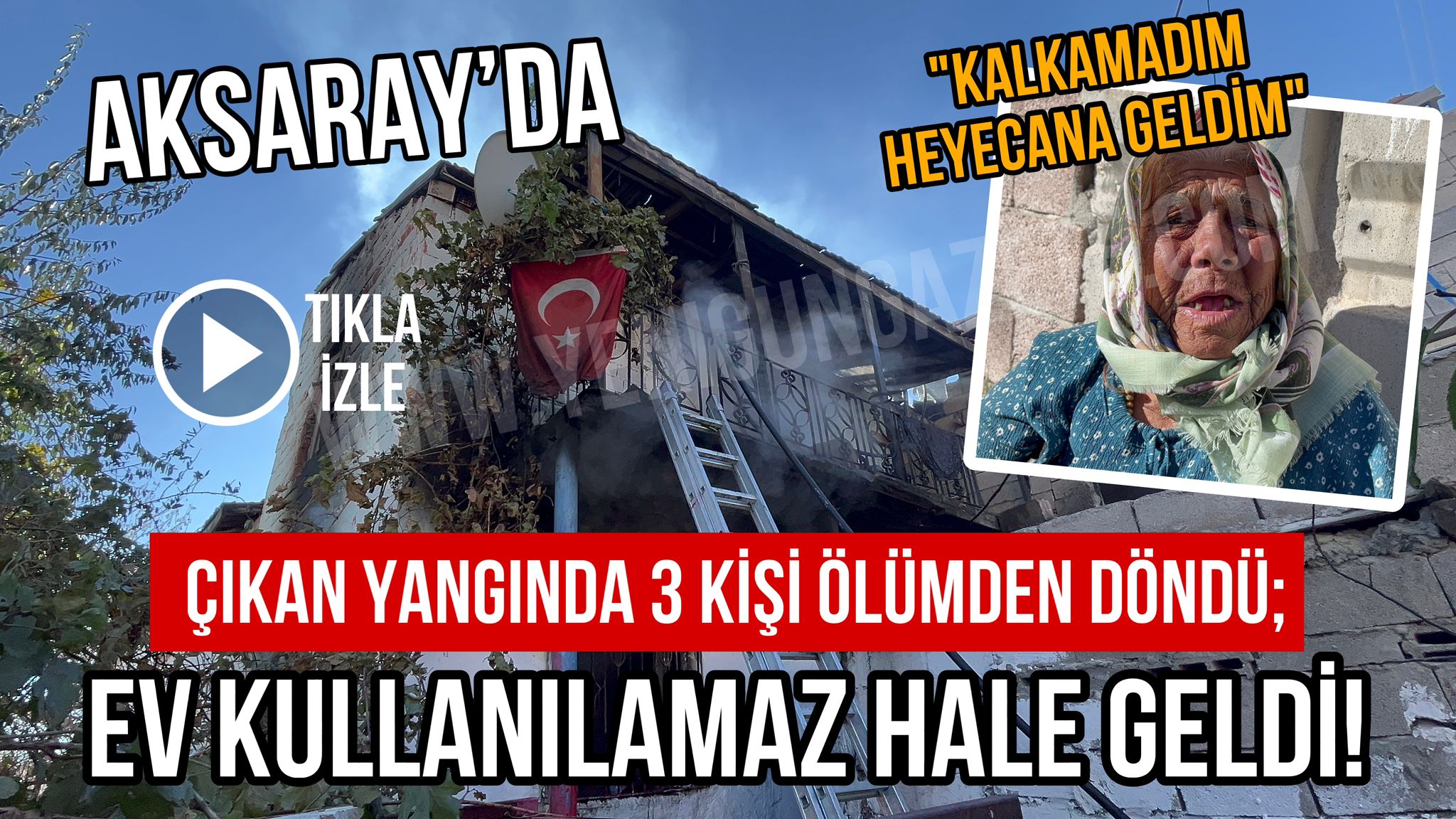 Aksaray’da çıkan yangında 3 kişi ölümden döndü; Ev kullanılamaz hale geldi!