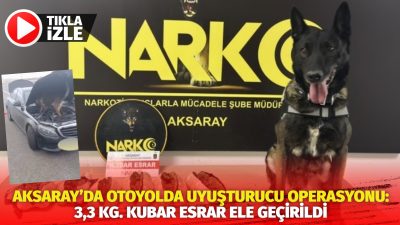 Aksaray Emniyet Müdürlüğü Narkotik ekipleri, Niğde-Ankara Otoyolu’nda durdurulan bir araçta