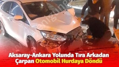 Aksaray-Ankara yolu Nevşehir Kavşağı’nda seyir halindeki bir otomobil, önünde ilerleyen
