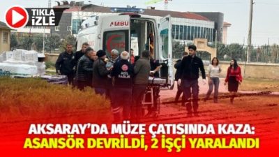 Aksaray'da müze çatısında bakım çalışması yapan Mehmet Ö. (34) ve