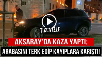 Aksaray’da kontrolden çıkan araç refüje çarparak kaza yaptı. Kazanın ardından