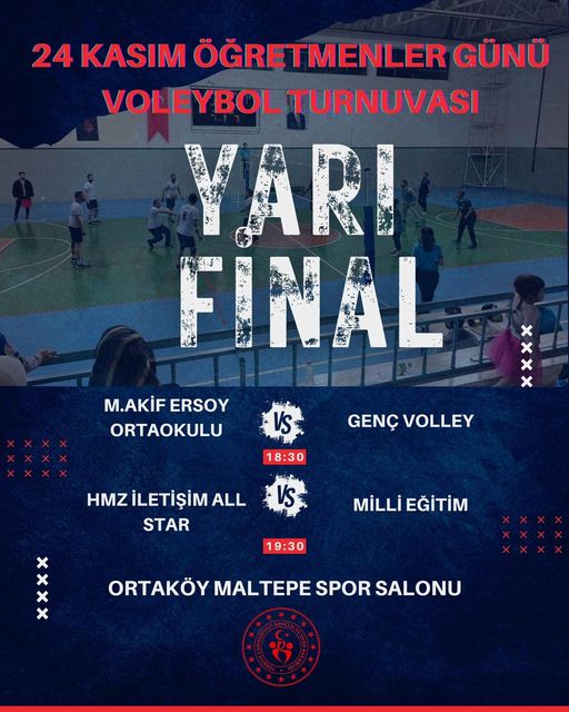 Öğretmenler gününe özel voleybol turnuvasının yarı final maçları başlıyor 