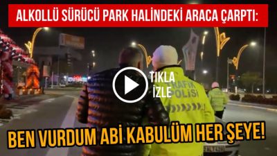 Aksaray’da alkollü bir sürücünün kontrolünü kaybederek park halindeki bir araca