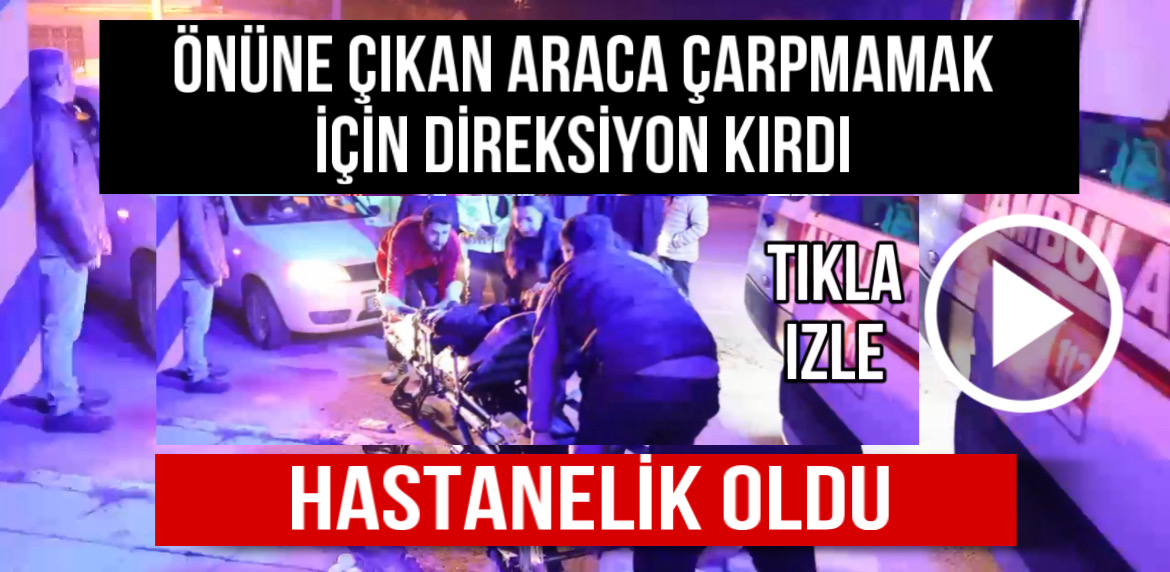 Aksaray’da bir otomobil önüne çıkan araca çarpmamak için refüje çarptı