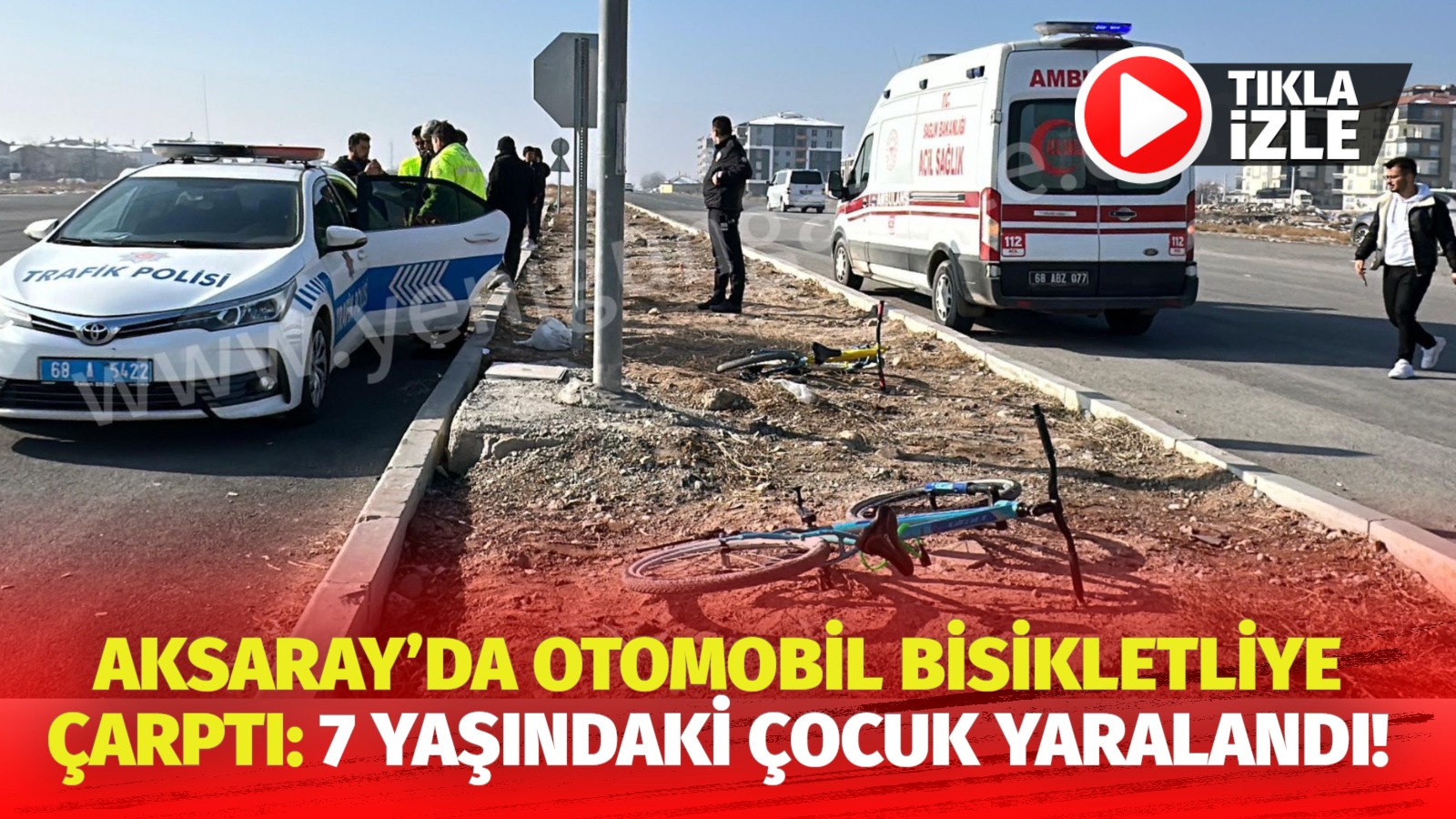 Aksaray Organize Sanayi Yolu’nda meydana gelen kazada, otomobil bisikletiyle yola
