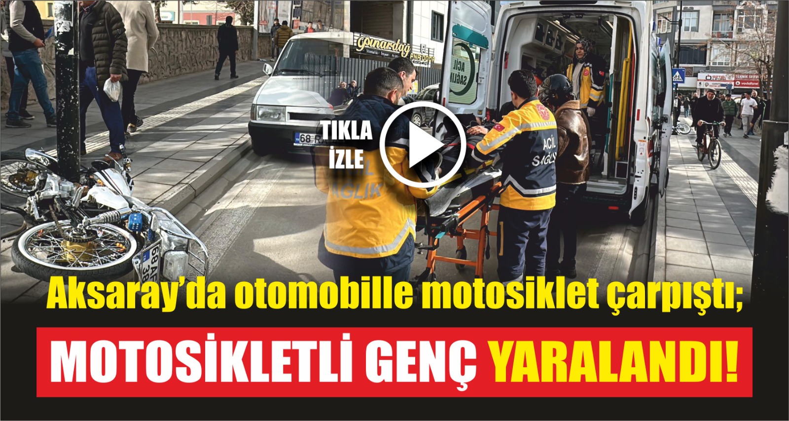 Aksaray’da meydana gelen kazada, motosiklet sürücüsü çarpışma sonrası savrularak yaralandı.
