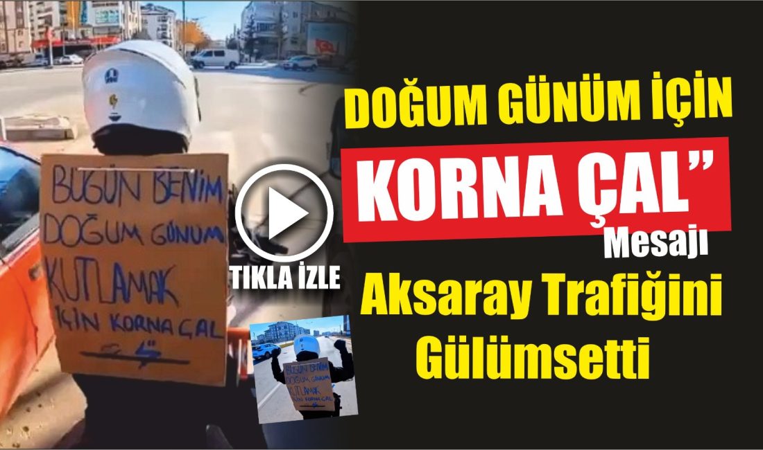 Aksaray’da bir motosikletli genç,