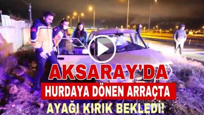 Aksaray’da kontrolden çıkan araç refüje çakıldı. Kazada araç kullanılmaz hale