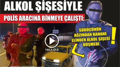 Aksaray’da alkollü bir sürücü, jantı ve tekeri kopan aracıyla trafiği