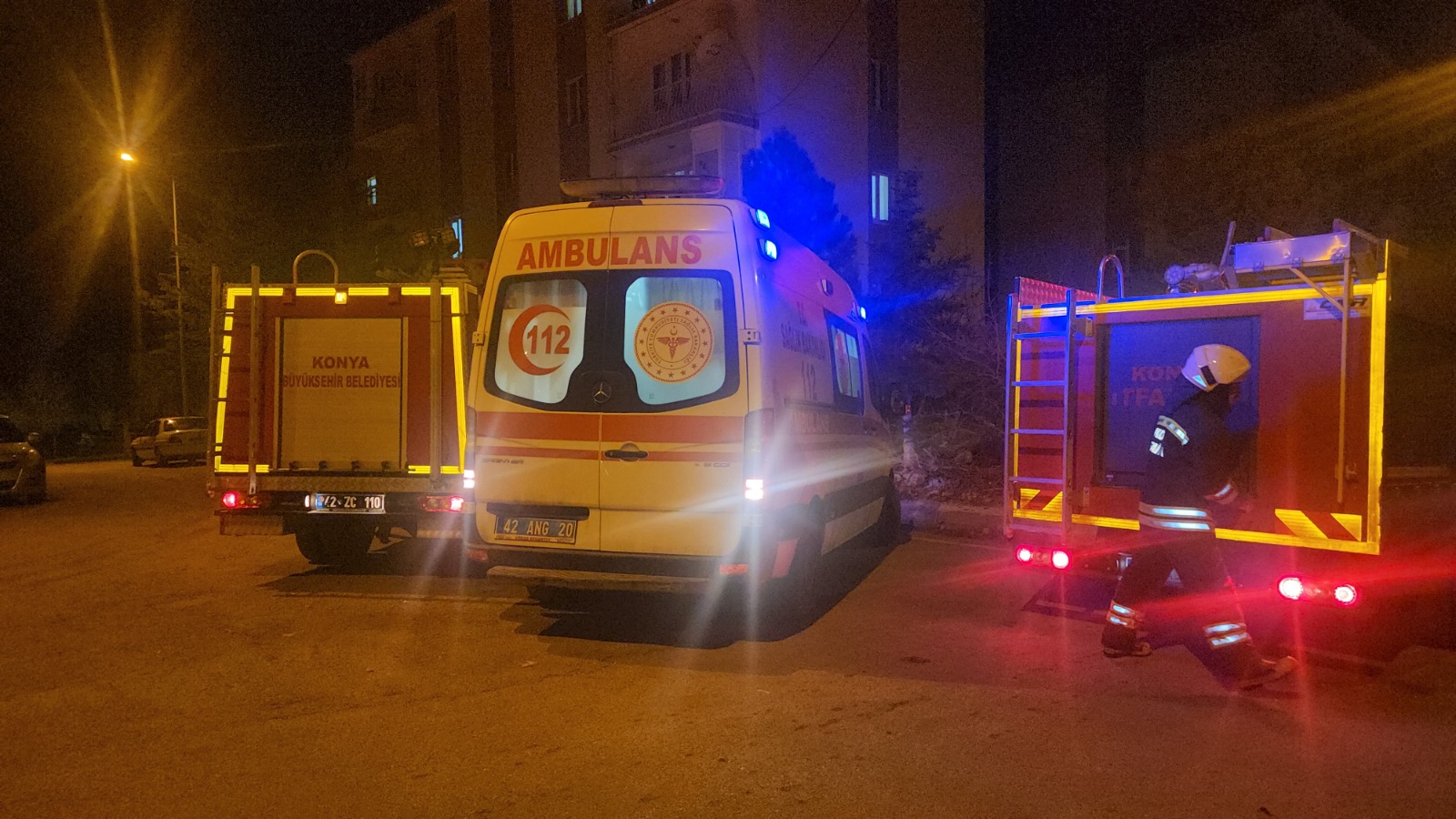 Konya’nın Seydişehir ilçesinde bir evde çıkan yangında dumandan etkilenen 2
