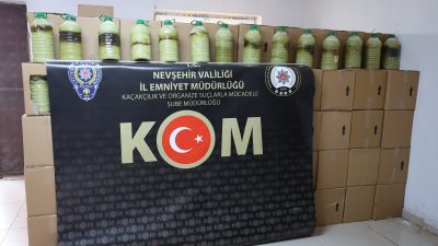 Nevşehir'de, 5 bin 370 litre sahte zeytinyağı ele geçirildi, gözaltına