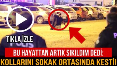 Aksaray’da sokak ortasında bunalıma giren genç kollarını bıçakla keserek kendine