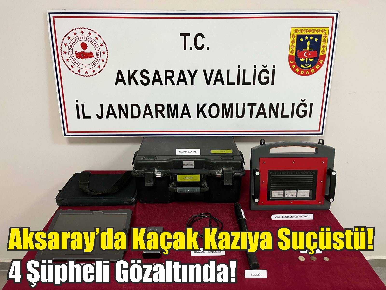 Aksaray İl Jandarma Komutanlığı ekipleri, Sultanhanı ilçesinde kaçak kazı yapan