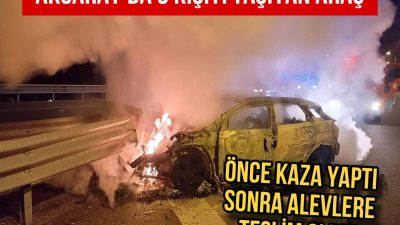 Aksaray’da sürücünün kontrolü kaybetmesiyle bariyerlere çarpan araçta 3 kişi kendi