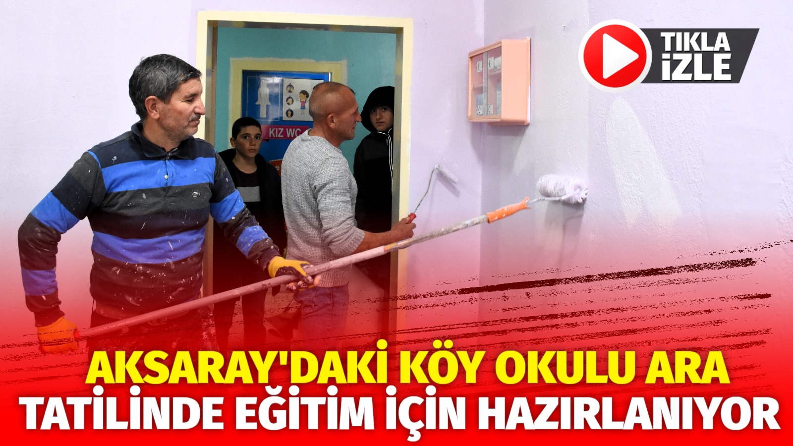 Aksaray’daki köy okulu ara tatilinde eğitim için hazırlanıyor 